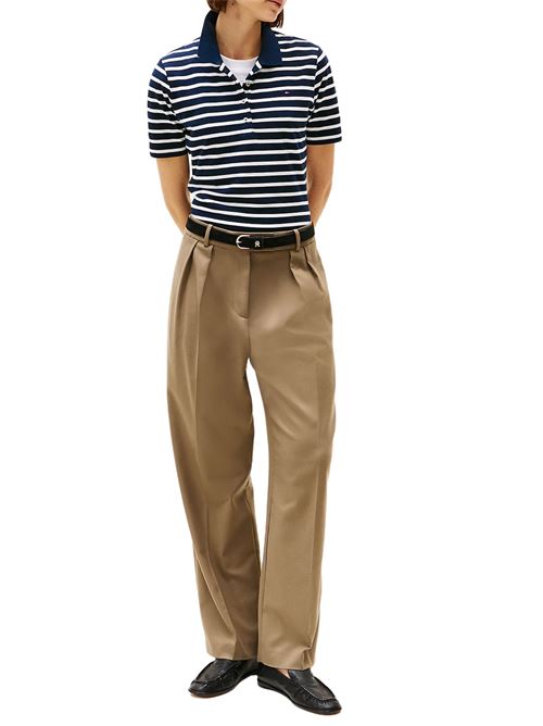 Polo donna blu/bianco in cotone Tommy Hilfiger | WW0WW432250X4